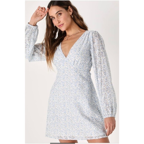 Lulus Happy Feelings White Floral Print Backless Mini Dress Size L - Picture 1 of 9